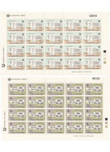 1987  Minifogli Cipro Europa CEPT Architettura 20 valori x 2 integri